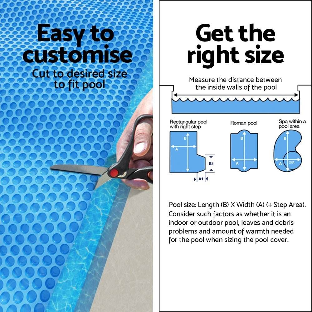 Aqua Buddy Pool Cover 600 Micron 6.5x3m Swimming Pool Solar Blanket Blue - Outdoorium