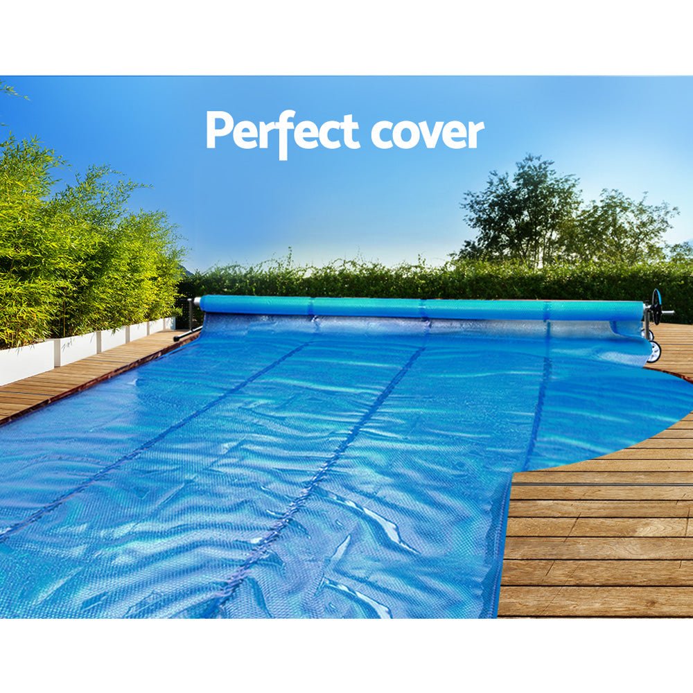 Aquabuddy Pool Cover 6.5x3m 400 Micron Silver Swimming Pool Solar Blanket 5.5m Roller - Outdoorium