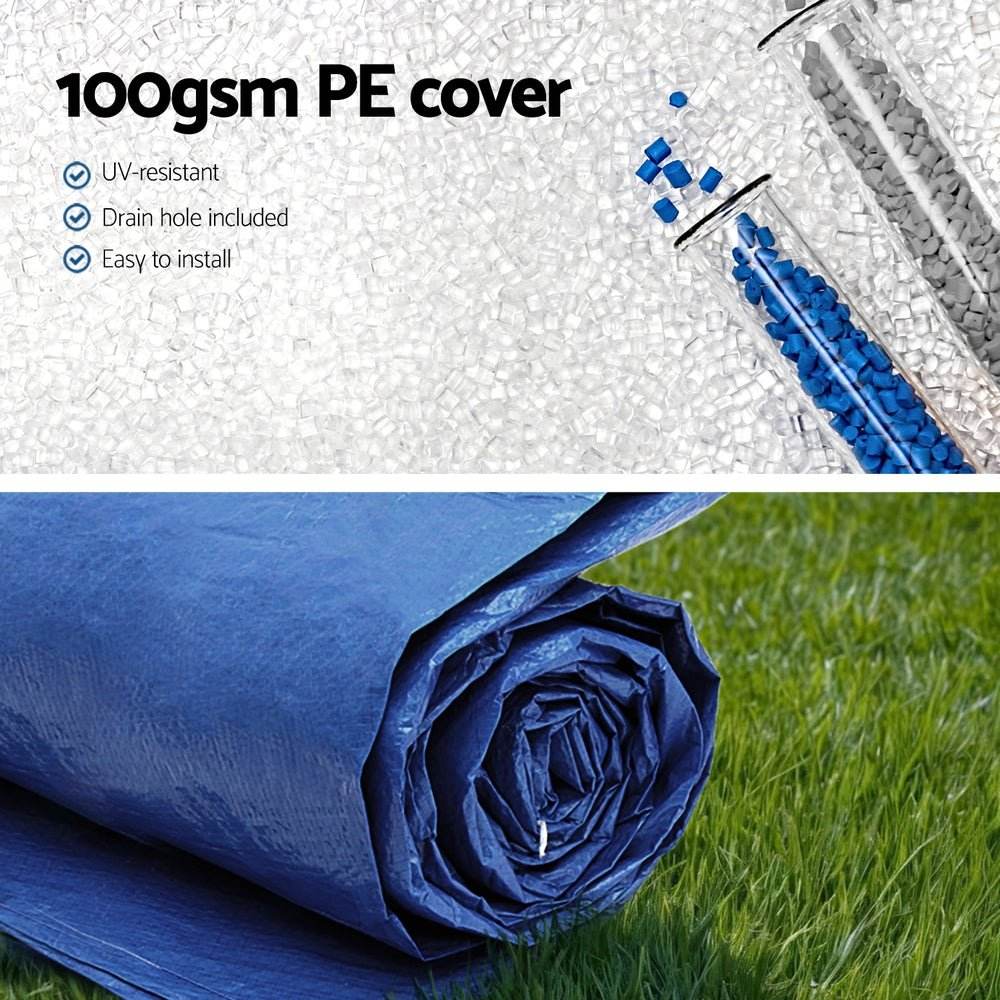 Aqua Buddy Pool Cover Fit 2.44m Round Above-ground Ring Swimming Pool Blanket Blue - Outdoorium