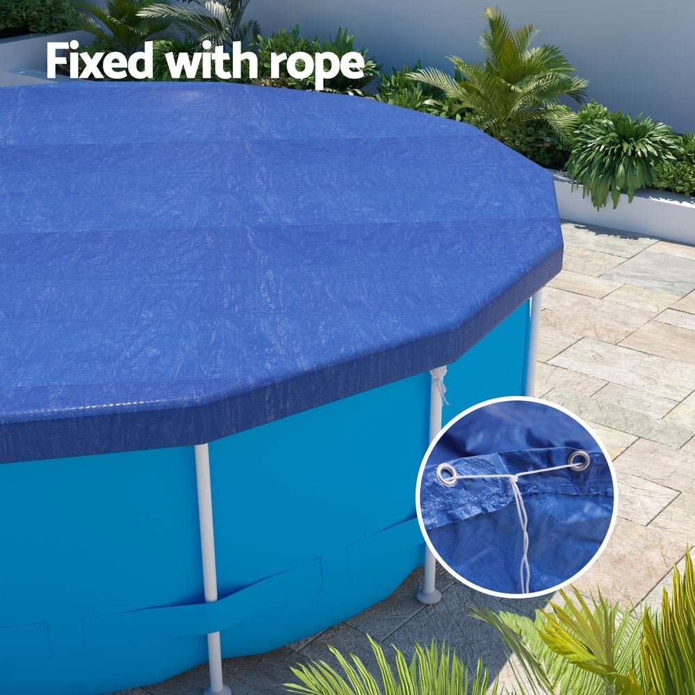 Aquabuddy Pool Cover Fit 3.66m Round Above - ground Swimming Pool Blanket Blue - Outdoorium