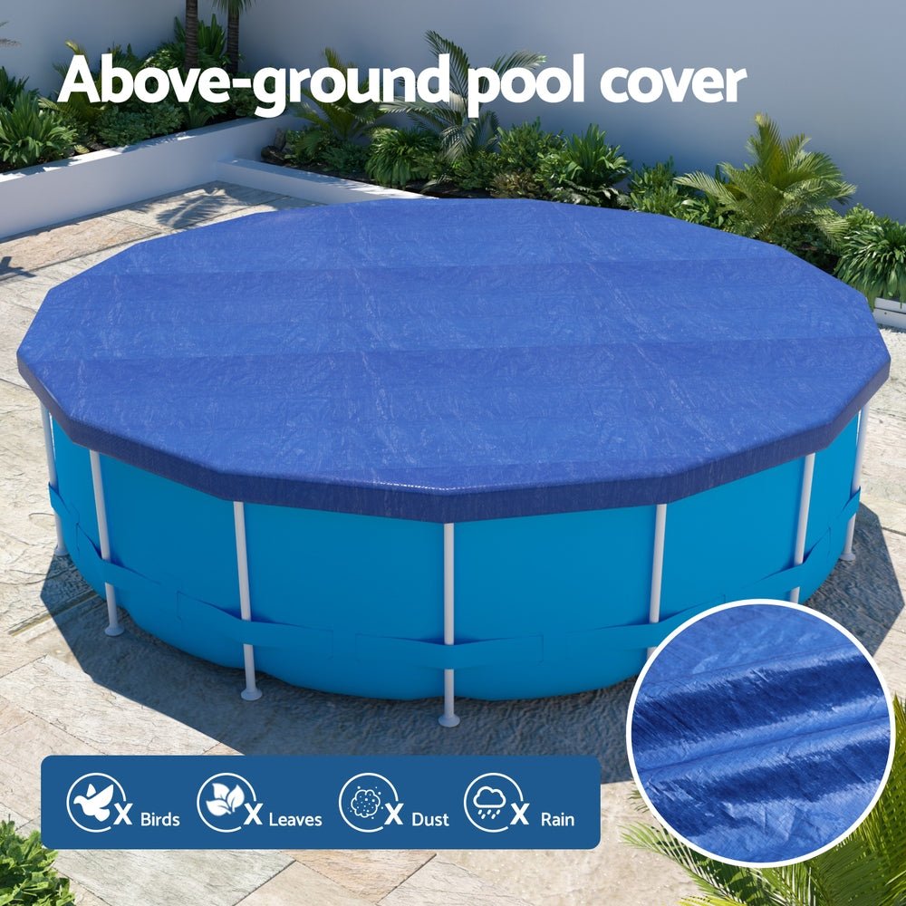 Aquabuddy Pool Cover Fit 3.66m Round Above - ground Swimming Pool Blanket Blue - Outdoorium