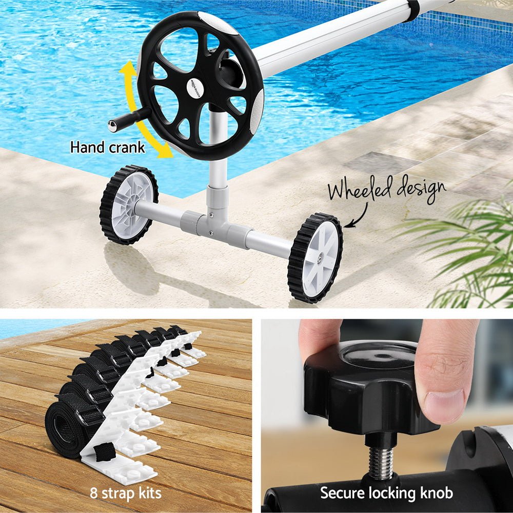 Aquabuddy Pool Cover Roller 6.55m Adjustable Swimming Pool Solar Blanket Reel - Outdoorium