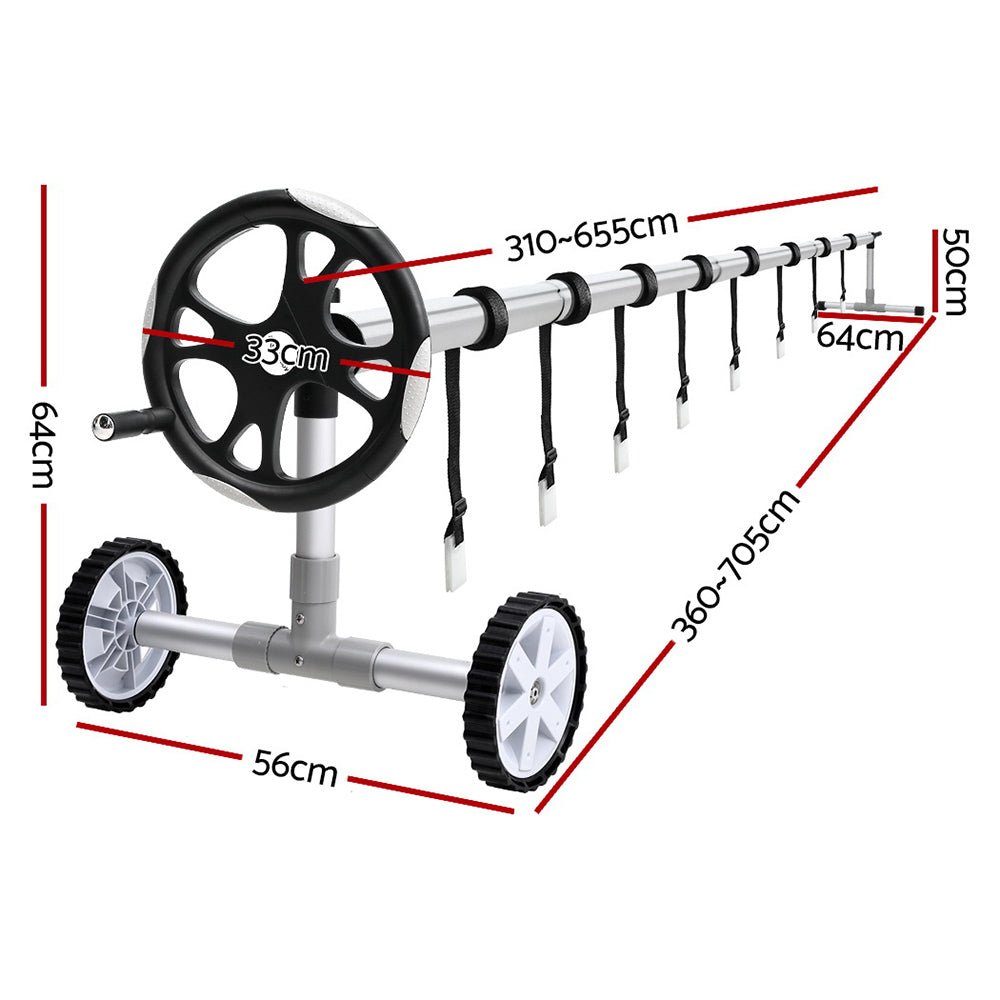 Aquabuddy Pool Cover Roller 6.55m Adjustable Swimming Pool Solar Blanket Reel - Outdoorium