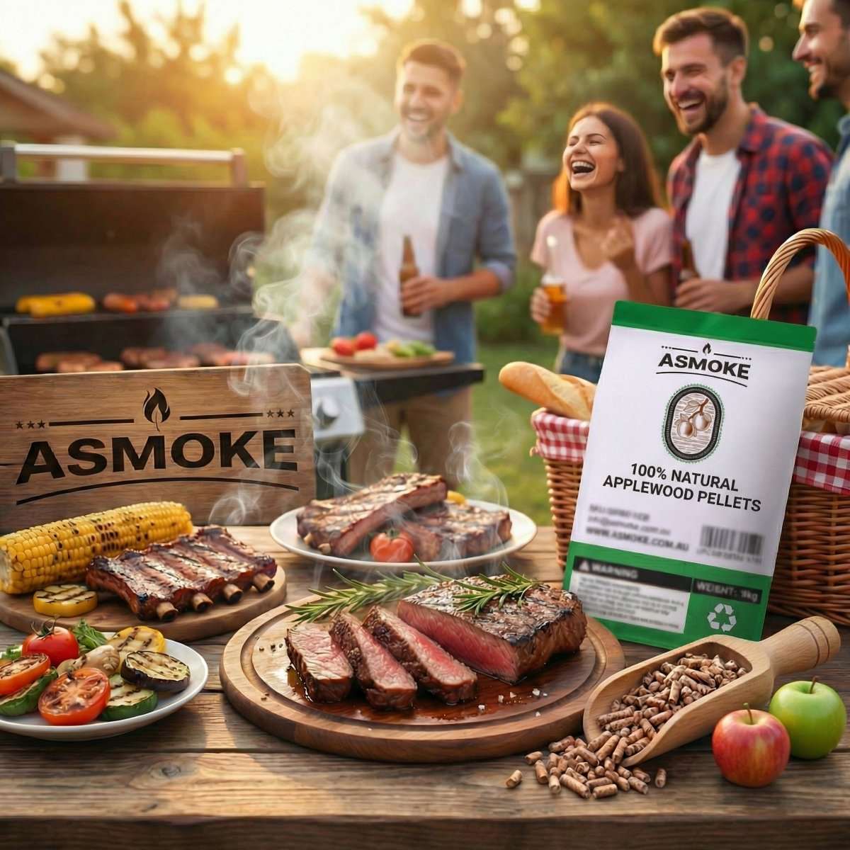 ASMOKE 100% Natural Apple Wood BBQ Smoker Pellets (2.27kg) - Premium Fruit Hardwood for Chicken & Pork | Home & Garden > BBQ > BBQs & Accessories