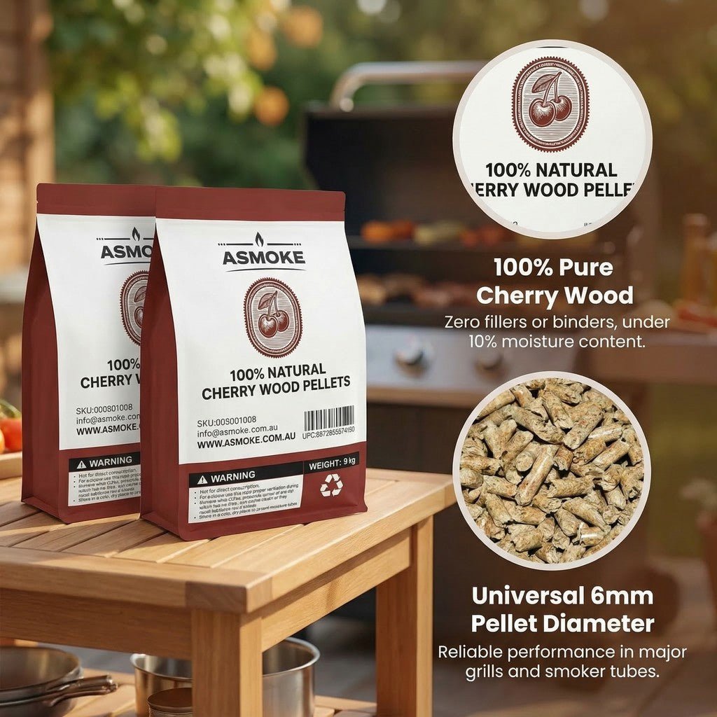 ASMOKE 100% Natural Cherry Wood BBQ Smoker Pellets (9kg / 20lbs) x2 | Home & Garden > BBQ > BBQs & Accessories