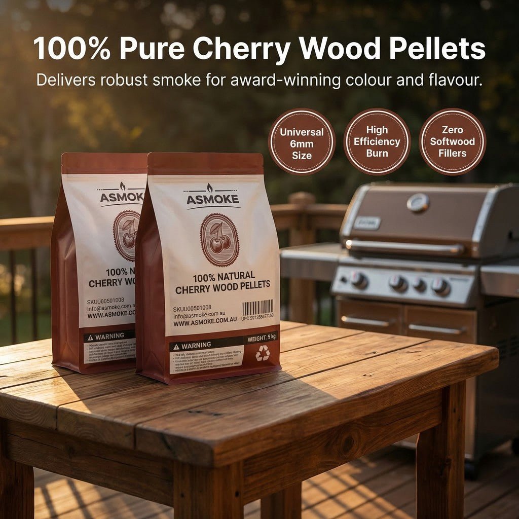 ASMOKE 100% Natural Cherry Wood BBQ Smoker Pellets (9kg / 20lbs) x2 | Home & Garden > BBQ > BBQs & Accessories