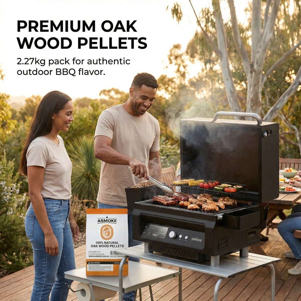 ASMOKE 100% Natural Oak Wood BBQ Pellets (2.27kg) - High Heat Hardwood for Brisket & Pizza Ovens | Home & Garden > BBQ > BBQs & Accessories