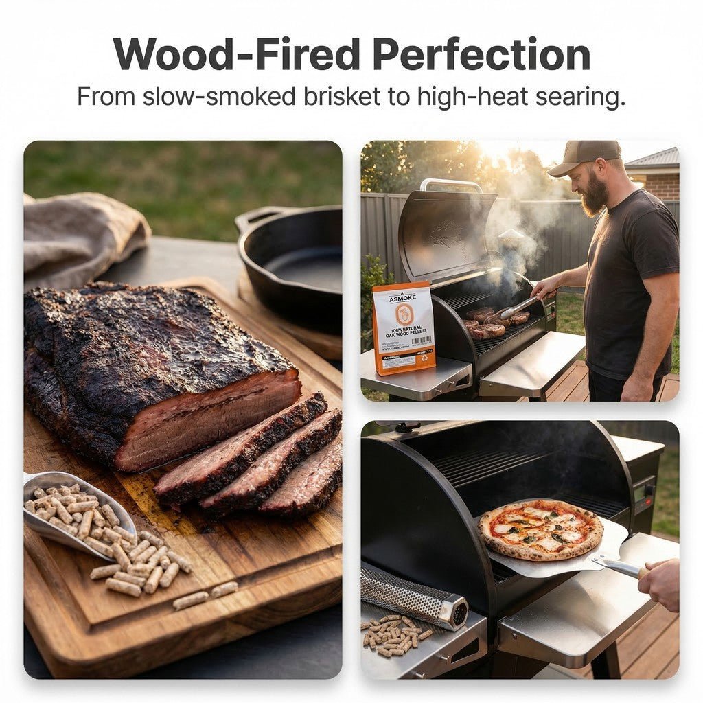 ASMOKE 100% Natural Premium Oak Wood BBQ Pellets for Smoker & Grill (9kg / 20lbs) x2 | Home & Garden > BBQ > BBQs & Accessories