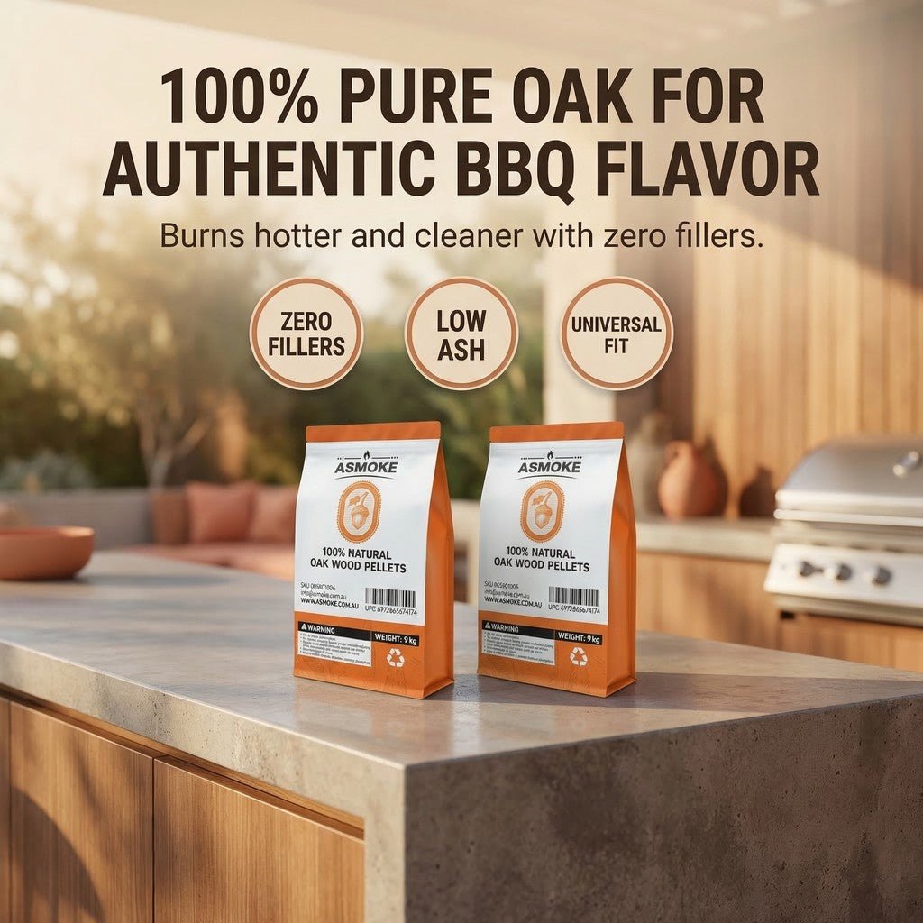ASMOKE 100% Natural Premium Oak Wood BBQ Pellets for Smoker & Grill (9kg / 20lbs) x2 | Home & Garden > BBQ > BBQs & Accessories