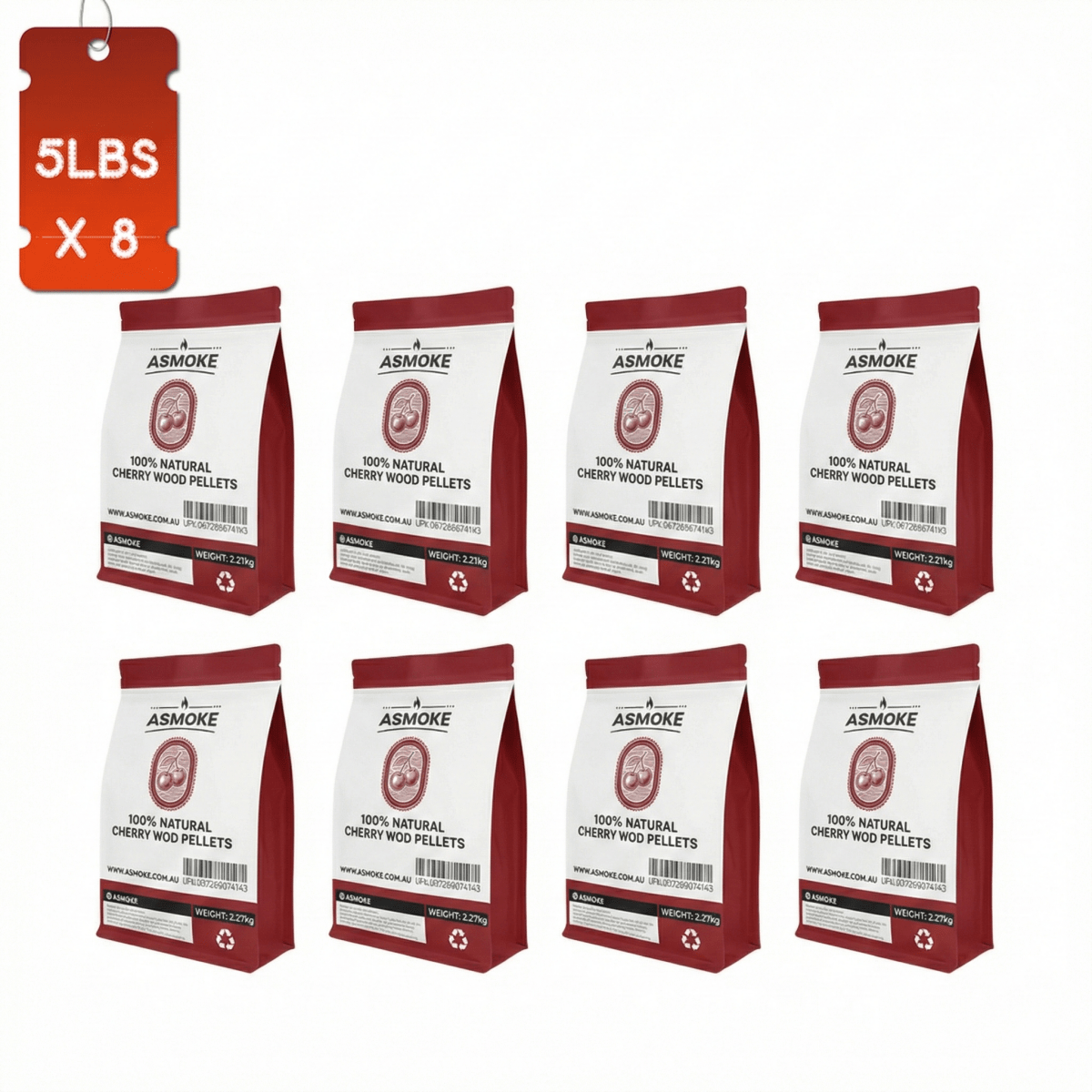 ASMOKE 19kg (40lbs) Premium Cherry Wood BBQ Smoker Pellets Bulk Bundle (8 x 2.27kg Bags) | Home & Garden > BBQ > BBQs & Accessories