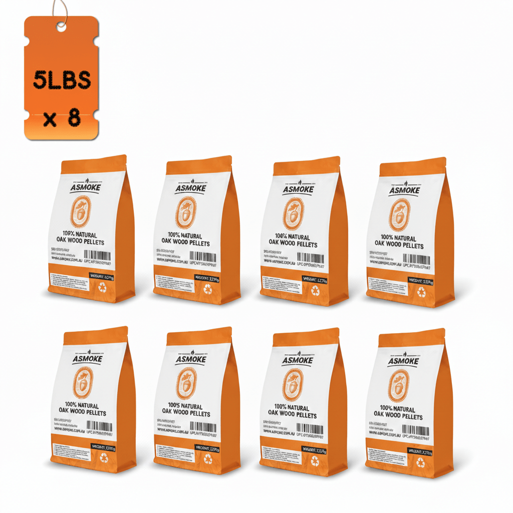 ASMOKE 19kg (40lbs) Premium Oak Wood BBQ Smoker Pellets Bulk Bundle (8 x 2.27kg Bags) | Home & Garden > BBQ > BBQs & Accessories