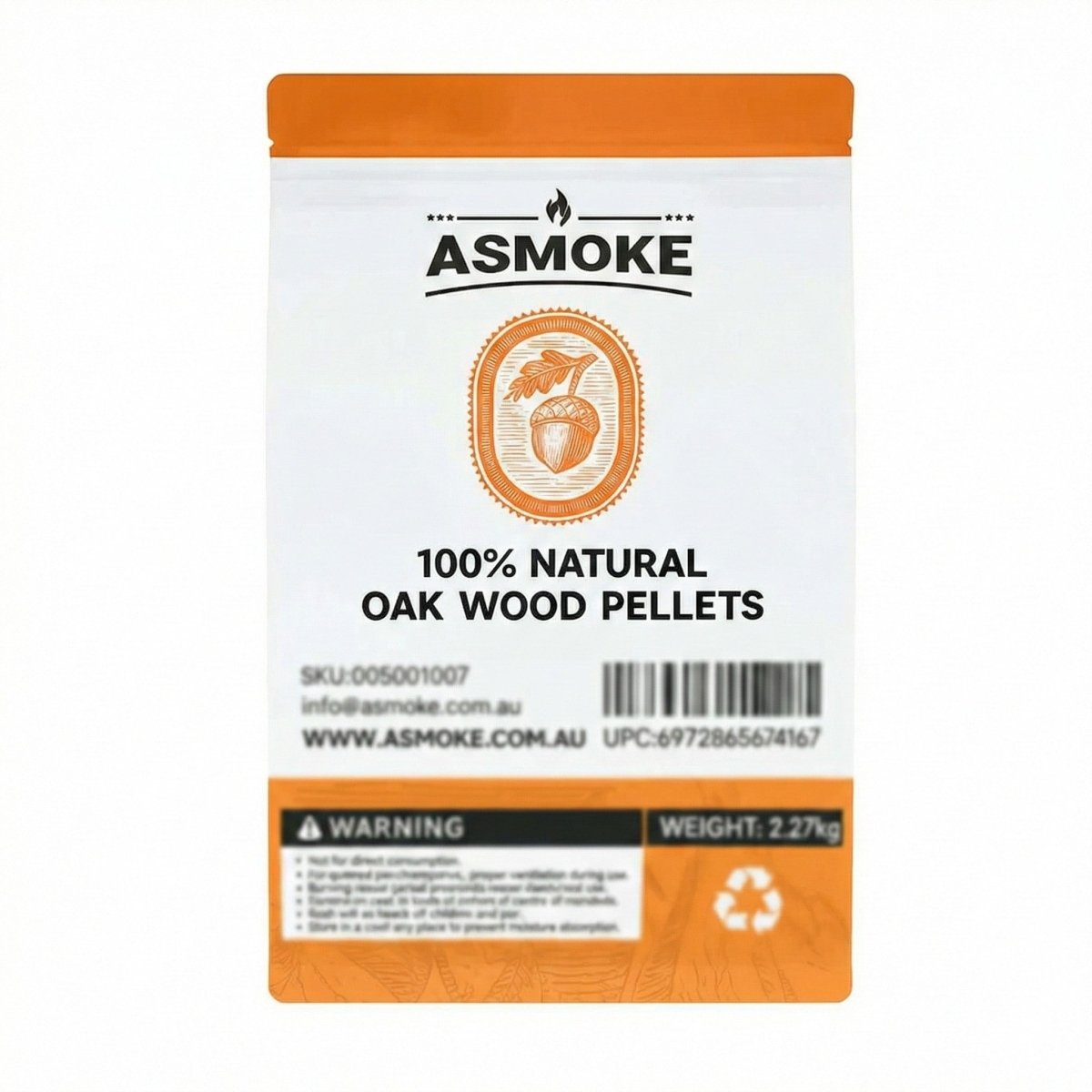 ASMOKE 19kg (40lbs) Premium Oak Wood BBQ Smoker Pellets Bulk Bundle (8 x 2.27kg Bags) | Home & Garden > BBQ > BBQs & Accessories