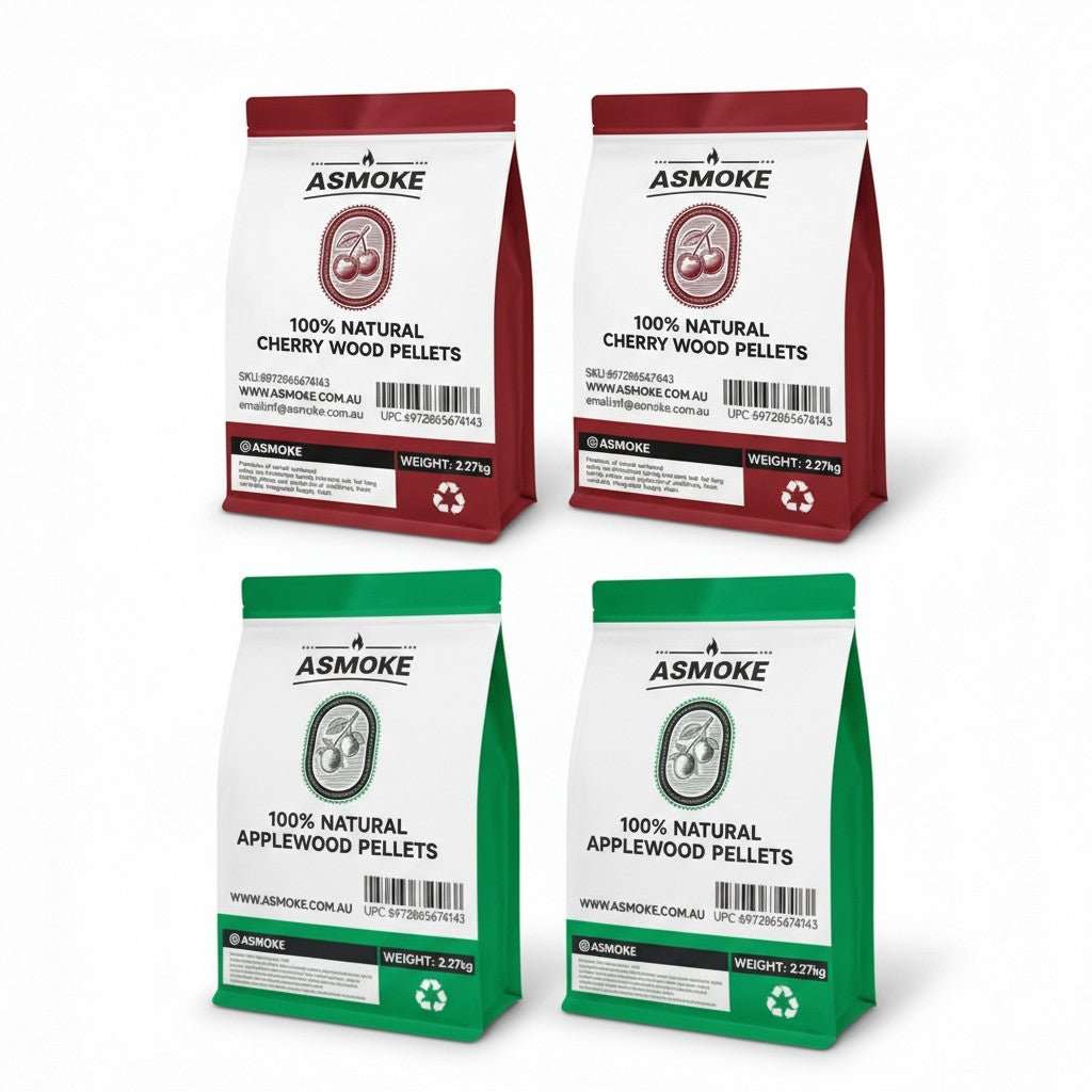 ASMOKE 20lbs (9kg) Wood Pellet Sampler Bundle - 2-Flavour Variety Pack (2x Cherry, 2x Apple) - Best for Pork, Ribs & Poultry | Home & Garden > BBQ > BBQs & Accessories