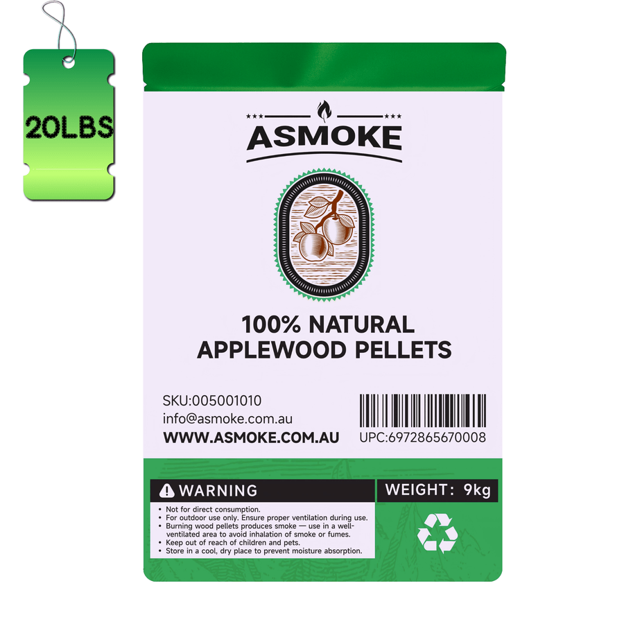 ASMOKE 20lbs Premium Apple Wood Pellets for Smoker & Grill – Natural Sweet Fruit Flavour BBQ Fuel for Chicken, Pork & Pizza Ovens | Home & Garden > BBQ