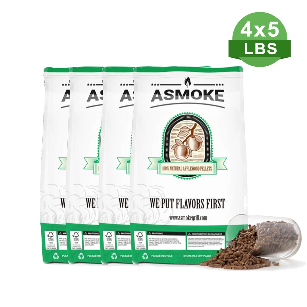 Asmoke 2.5kg X 8 (19 KG) OF 100% PURE APPLEWOOD PELLETS - Outdoorium