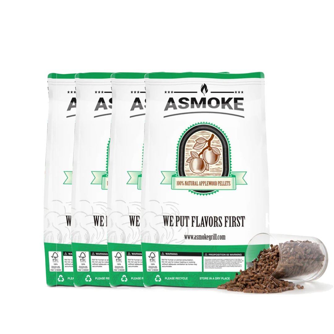 Asmoke 2.5kg X 8 (19 KG) OF 100% PURE APPLEWOOD PELLETS - Outdoorium