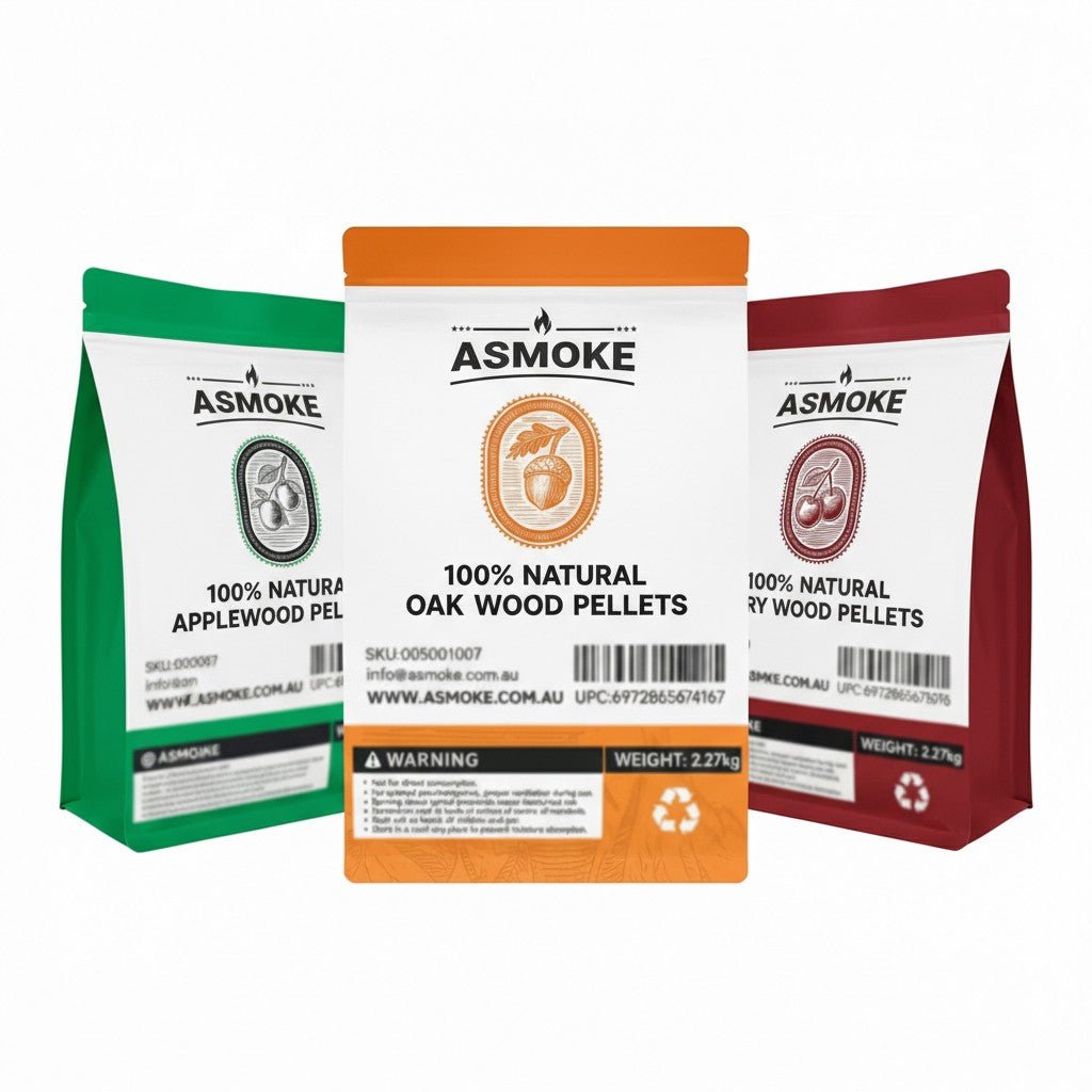 ASMOKE 3 - Piece Premium Wood Pellet Variety Pack - Oak, Cherry & Apple (3 x 2.27kg Bags) | Home & Garden > BBQ > BBQs & Accessories