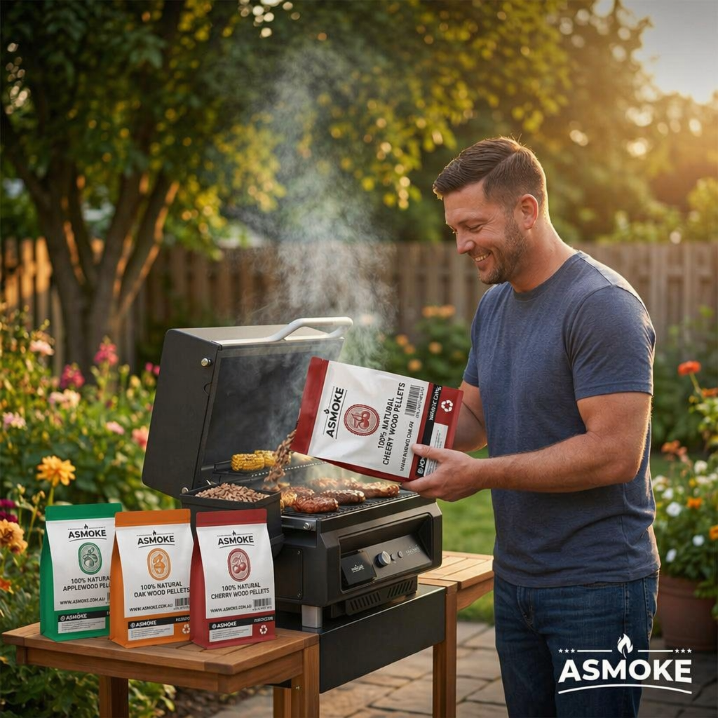 ASMOKE 4-Piece Premium Wood Pellet Variety Pack - Apple, Oak & 2x Cherry (4 x 2.27kg Bags) | Home & Garden > BBQ > BBQs & Accessories