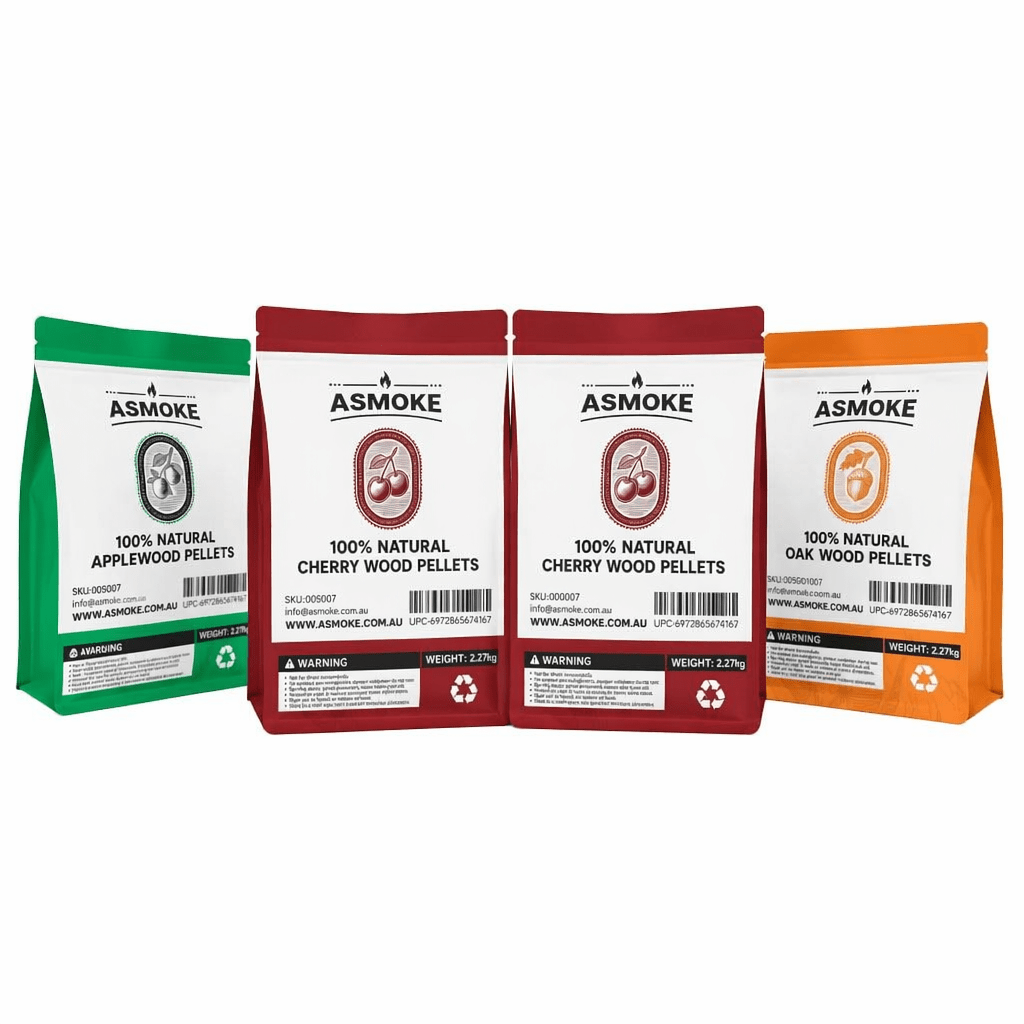 ASMOKE 4-Piece Premium Wood Pellet Variety Pack - Apple, Oak & 2x Cherry (4 x 2.27kg Bags) | Home & Garden > BBQ > BBQs & Accessories
