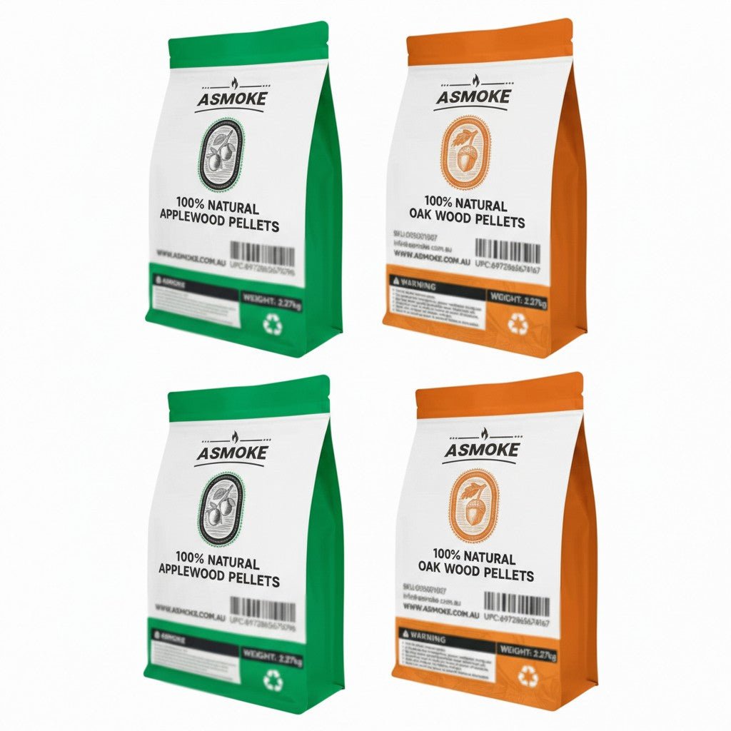 ASMOKE 4 - Piece Premium Wood Pellet Variety Pack - Oak & Apple (2x Oak, 2x Apple) | Home & Garden > BBQ > BBQs & Accessories