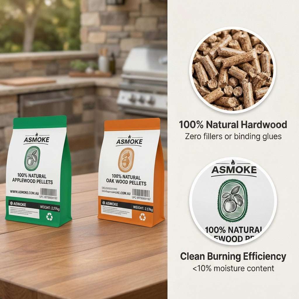 ASMOKE 4-Piece Premium Wood Pellet Variety Pack - Oak & Apple (2x Oak, 2x Apple) | Home & Garden > BBQ > BBQs & Accessories