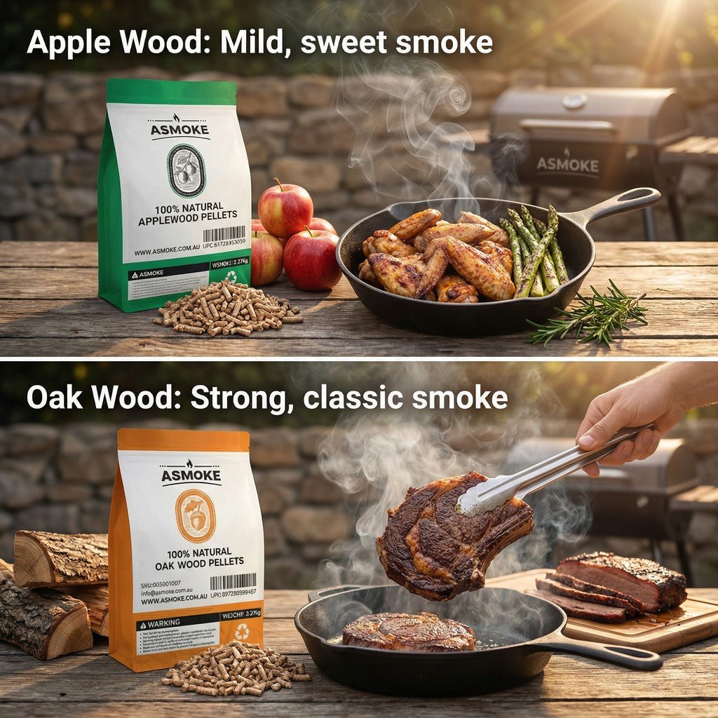ASMOKE 4 - Piece Premium Wood Pellet Variety Pack - Oak & Apple (2x Oak, 2x Apple) | Home & Garden > BBQ > BBQs & Accessories