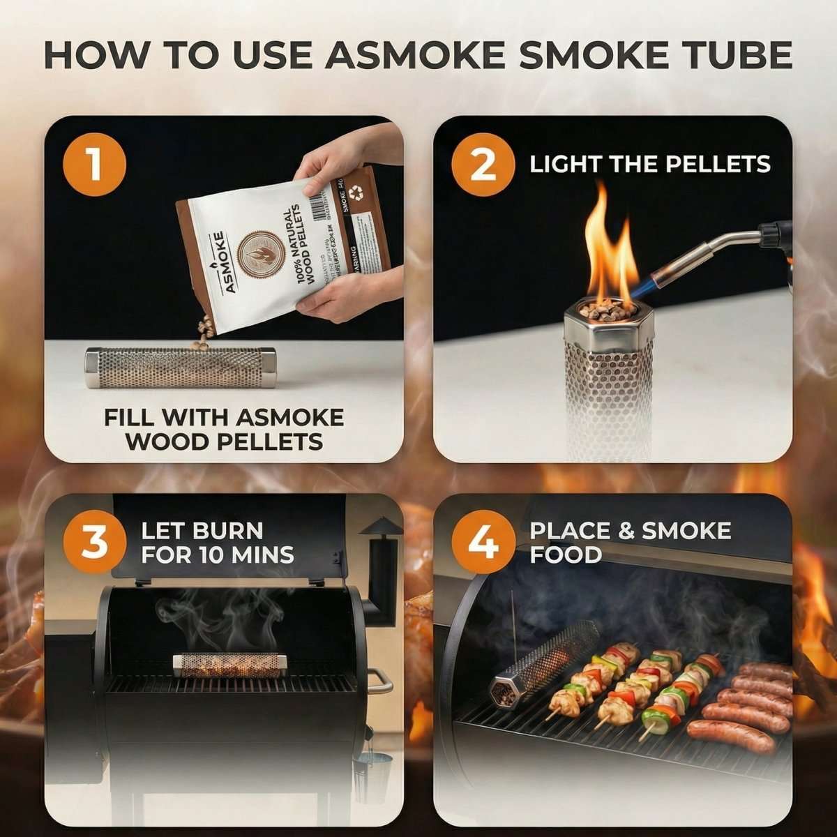 ASMOKE 4-Piece Premium Wood Pellet Variety Pack - Oak & Apple (2x Oak, 2x Apple) | Home & Garden > BBQ > BBQs & Accessories
