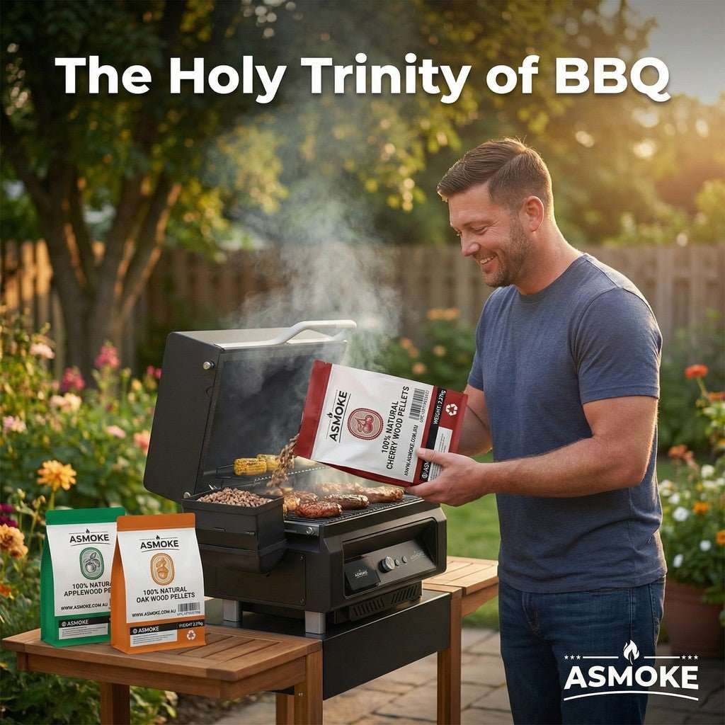 ASMOKE 4-Piece Premium Wood Pellet Variety Pack - Oak, Cherry & 2x Apple (4 x 2.27kg Bags) | Home & Garden > BBQ > BBQs & Accessories