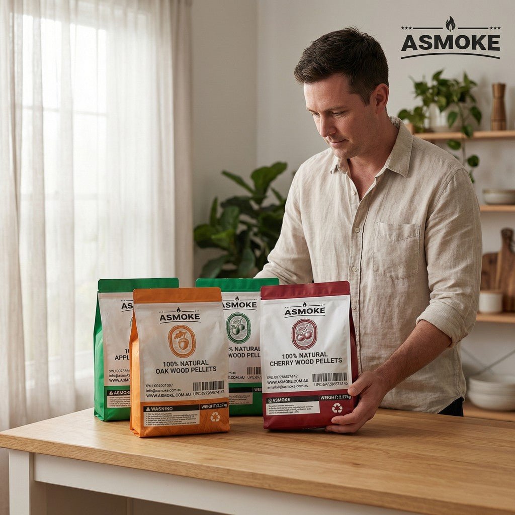 ASMOKE 4 - Piece Premium Wood Pellet Variety Pack - Oak, Cherry & 2x Apple (4 x 2.27kg Bags) | Home & Garden > BBQ > BBQs & Accessories