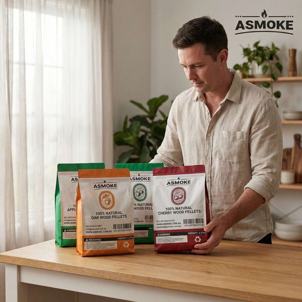ASMOKE 4-Piece Premium Wood Pellet Variety Pack - Oak, Cherry & 2x Apple (4 x 2.27kg Bags) | Home & Garden > BBQ > BBQs & Accessories