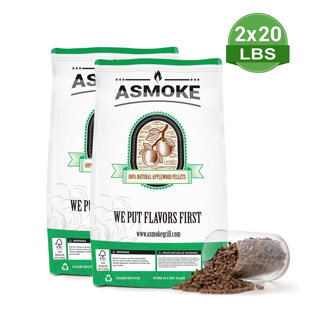 Asmoke 9.5kg X 2 (19 KG) of 100% Pure Applewood Pellets - Outdoorium