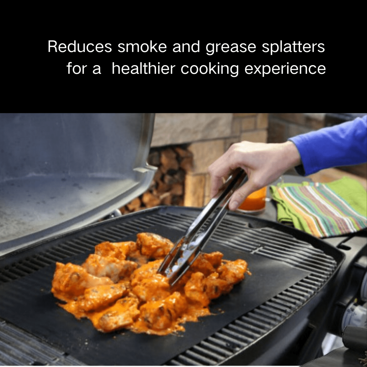 ASMOKE Premium Copper & Black BBQ Grill Mats (2 - Pack) - Non - Stick PTFE Coating, Cooking Mats| Reusable and Easy to Clean | Home & Garden > BBQ > BBQs & Accessories