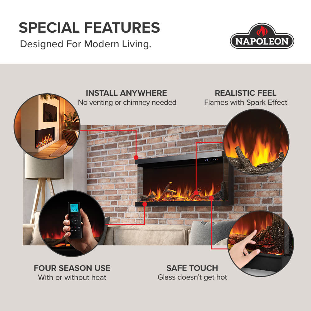 Astound FlexMount Series Electric Fireplace | Outdoorium