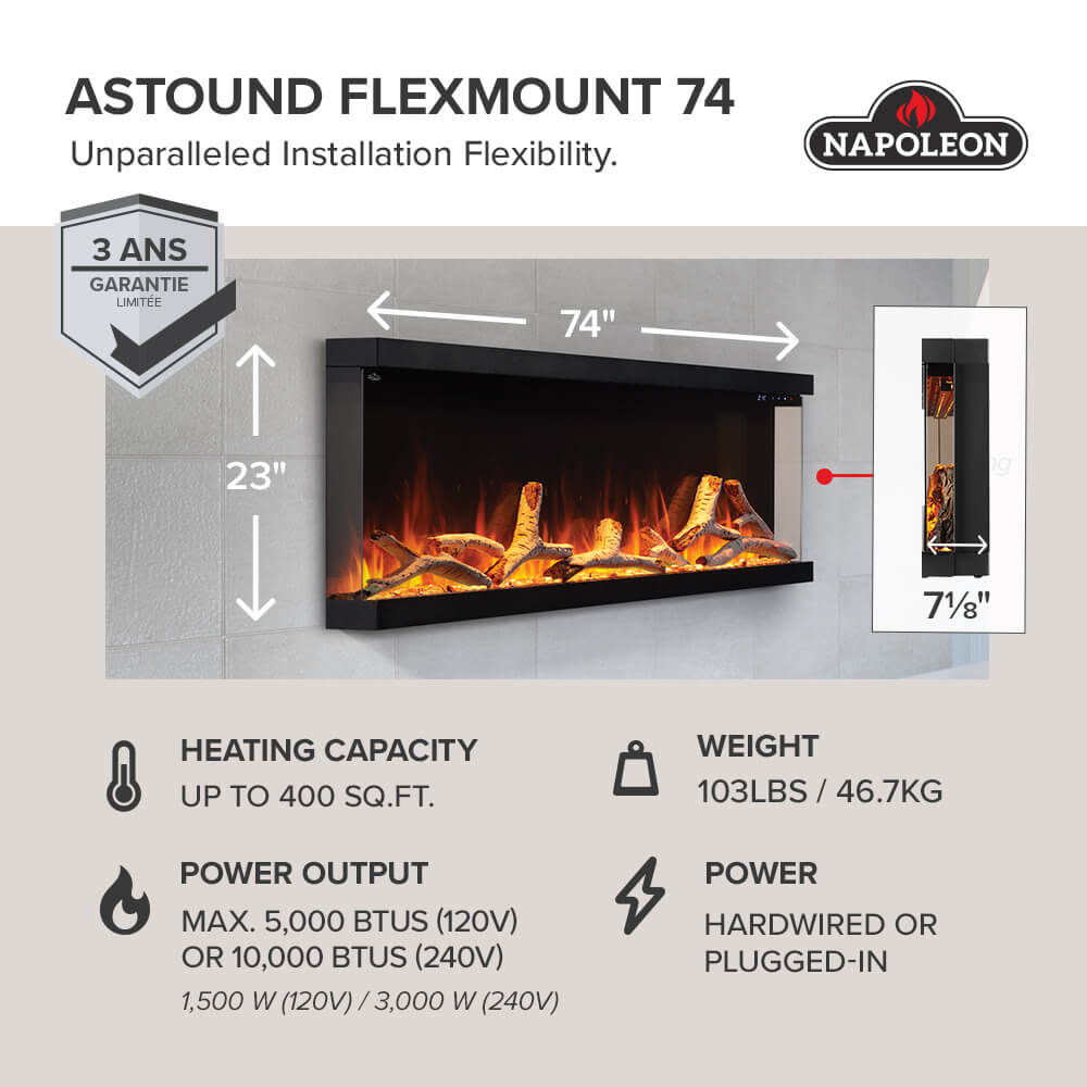 Astound FlexMount Series Electric Fireplace | Outdoorium
