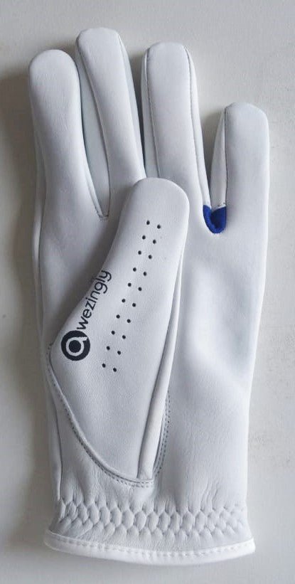 Awezingly Power Touch Cabretta Leather Golf Glove for Men - White (L) - Outdoorium