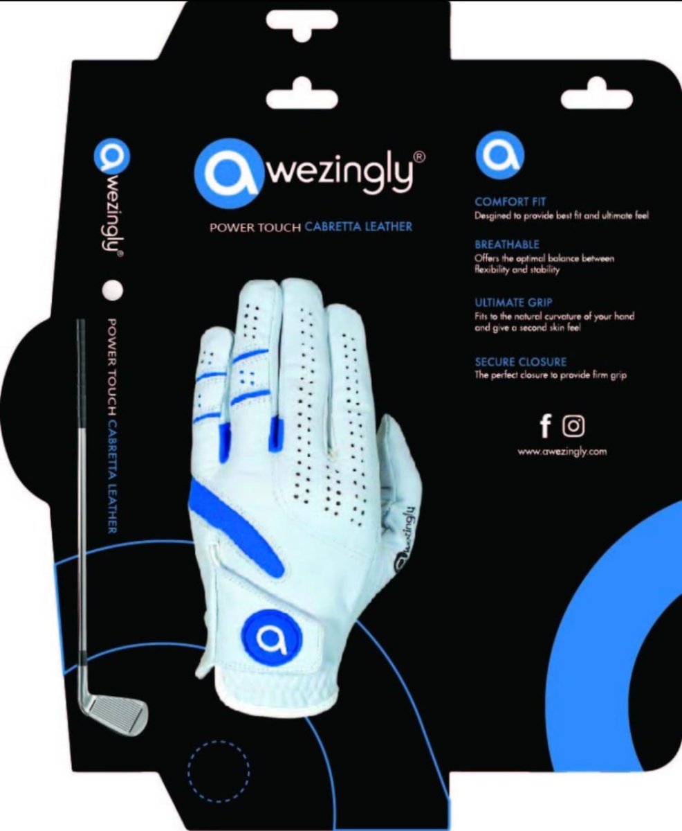 Awezingly Power Touch Cabretta Leather Golf Glove for Men - White (XL) - Outdoorium