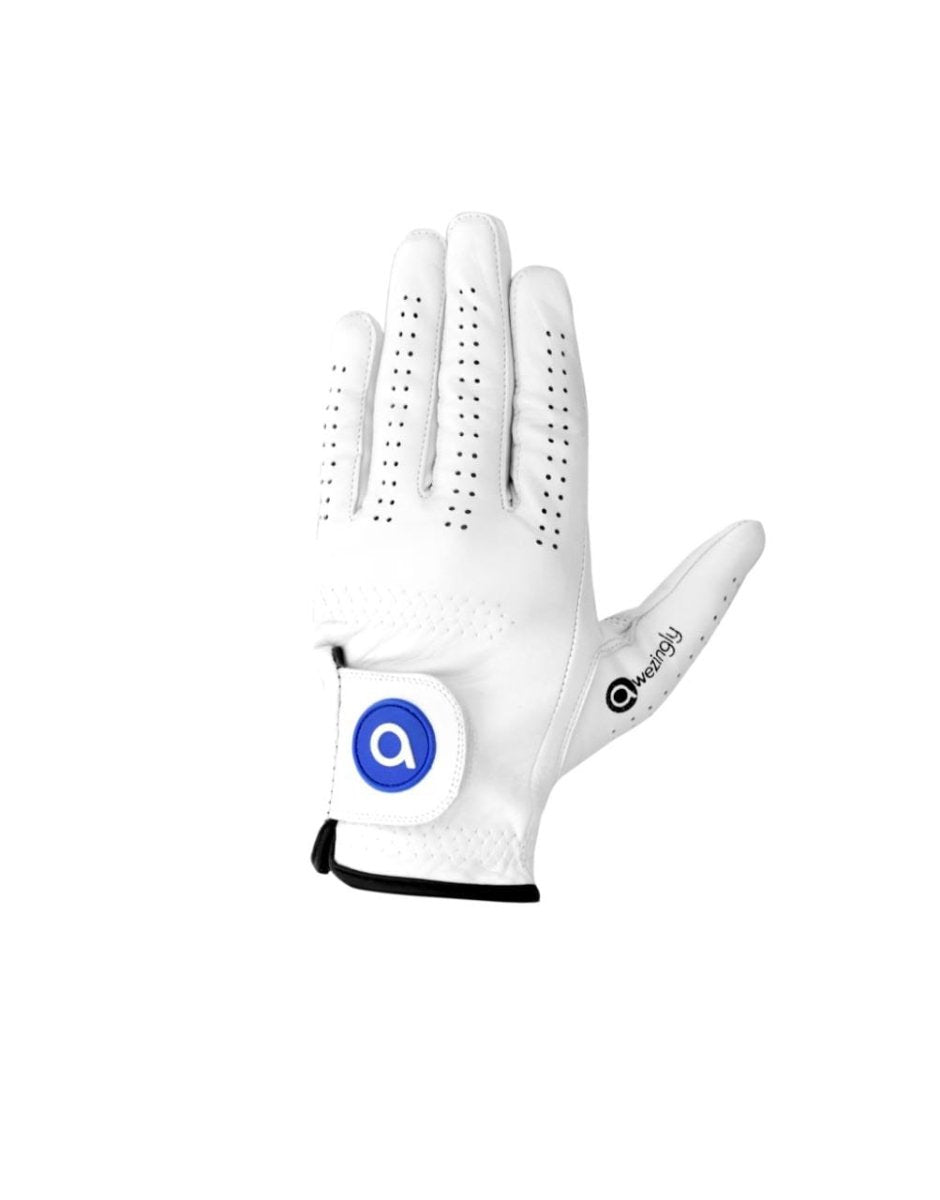 Awezingly Premium Quality Cabretta Leather Golf Glove for Men - White (L) - Outdoorium