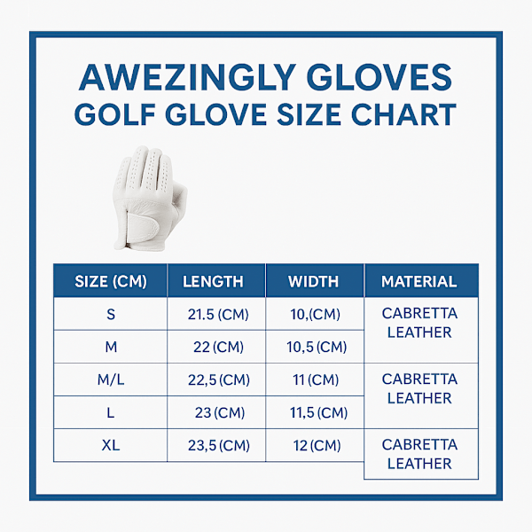 Awezingly Premium Quality Cabretta Leather Golf Glove for Men - White (M/L) | Outdoorium