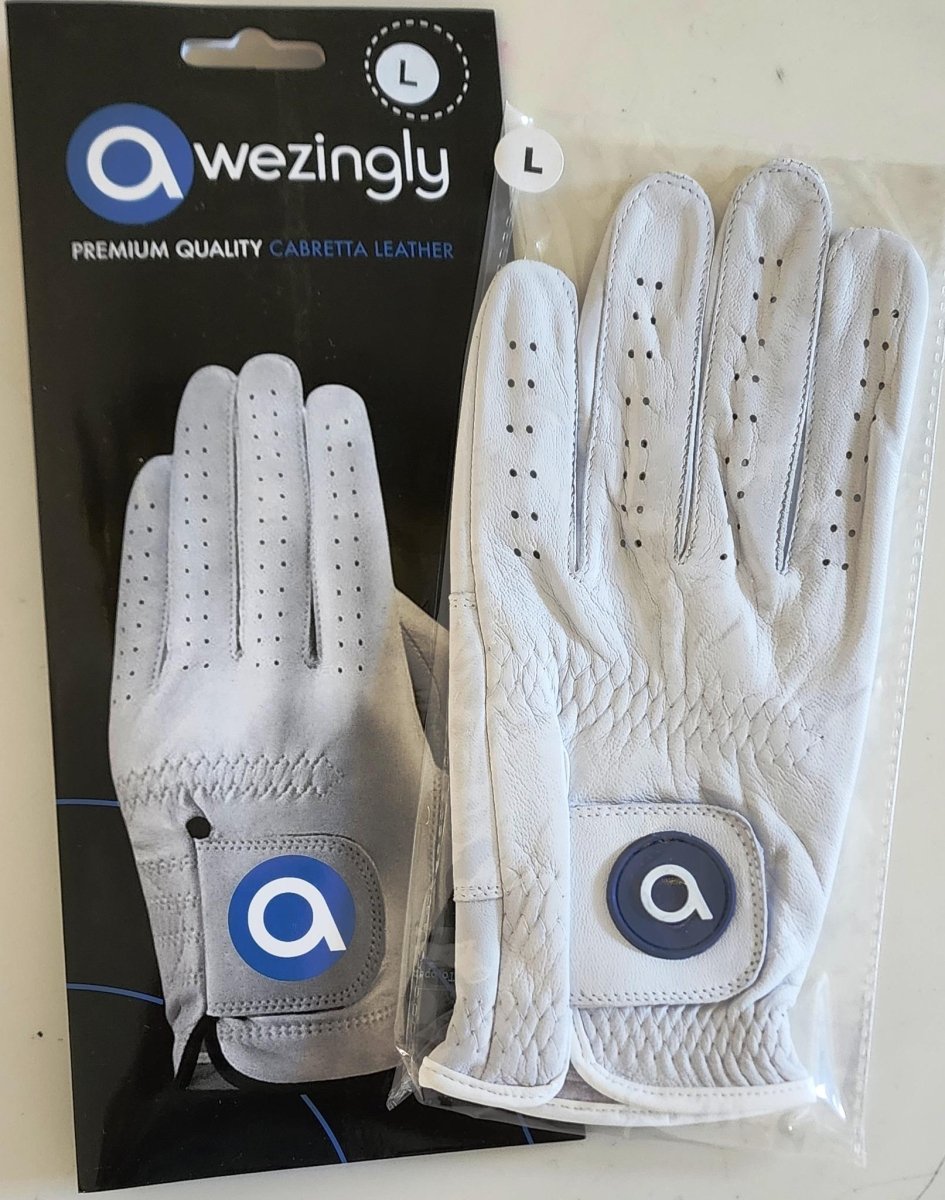 Awezingly Premium Quality Cabretta Leather Golf Glove for Men - White (XL) - Outdoorium