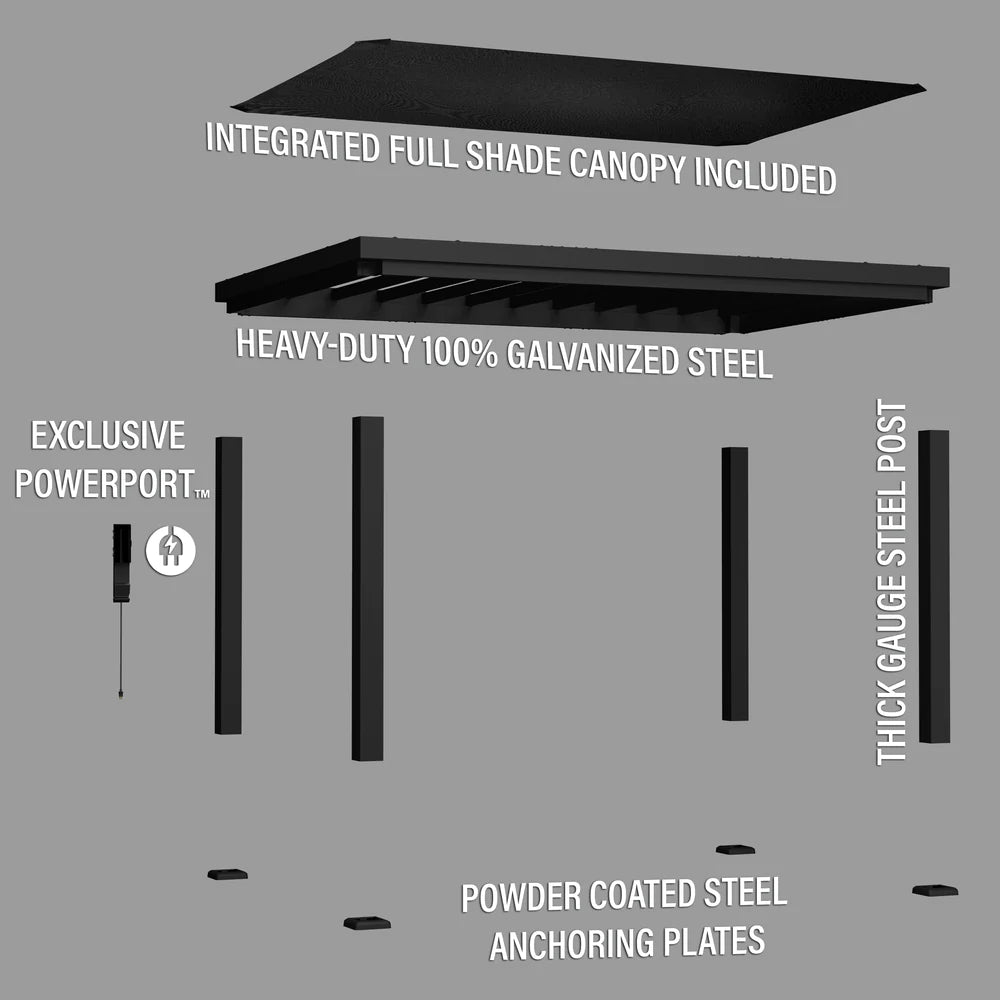 Backyard Discovery Trenton 10x14 Black Pergola with PowerPort - Outdoorium