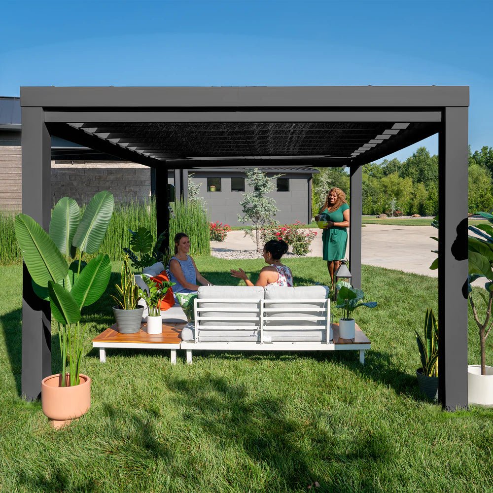 Backyard Discovery Trenton 10x14 Black Pergola with PowerPort - Outdoorium