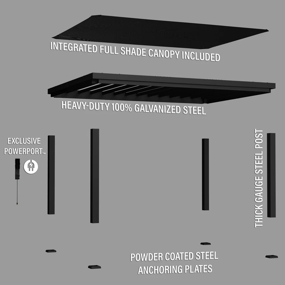 Backyard Discovery Trenton 12x16 Black Pergola with PowerPort - Outdoorium