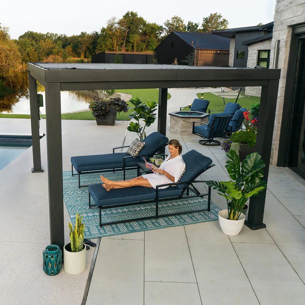 Backyard Discovery Trenton 12x16 Black Pergola with PowerPort - Outdoorium