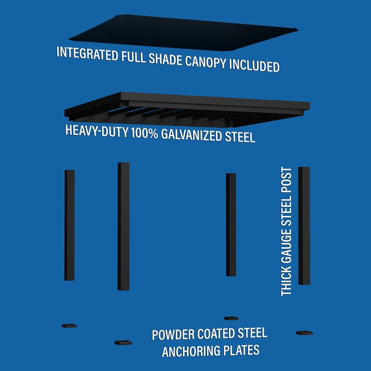 Backyard Discovery Trenton Steel Pergola 3m x 3.6m x 2.3m (12ft x 10ft) - Outdoorium