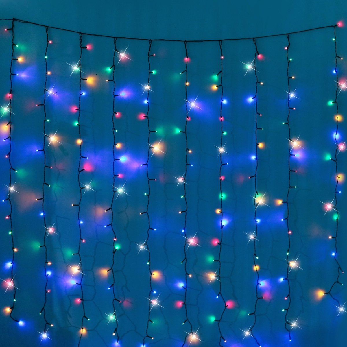 Battery Operated 200 LED Curtain Light – 140 x 140cm, available in 3 Colors - Multicolor - Outdoorium