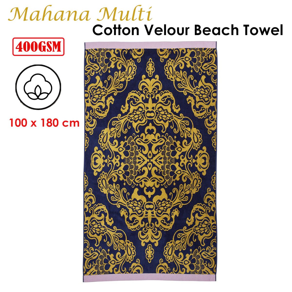 Bedding House Mahana Multi Cotton Velour Beach Towel - Outdoorium