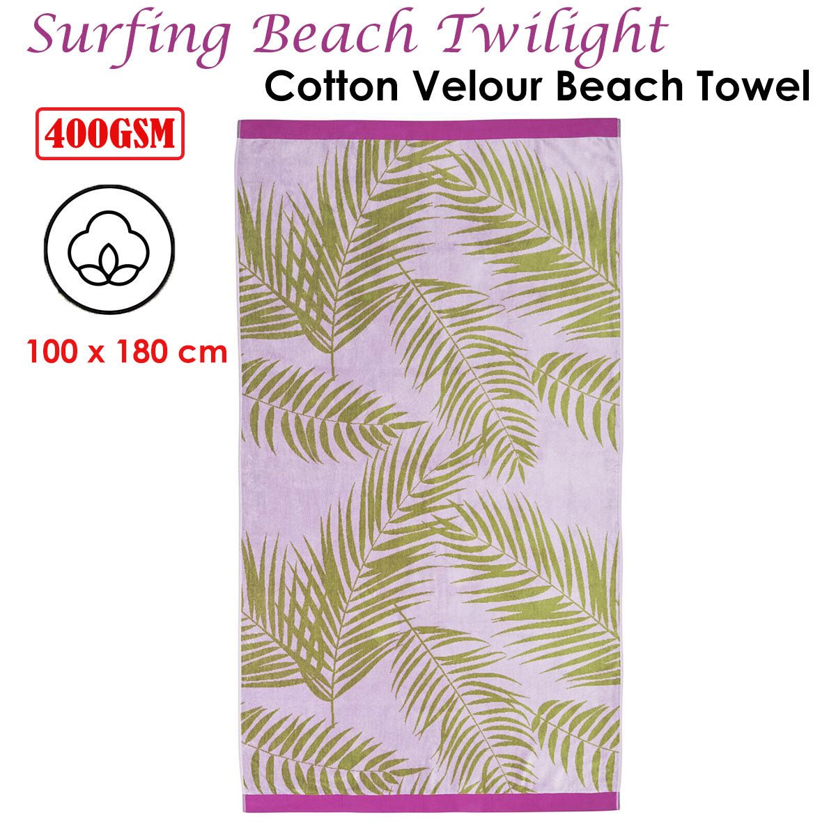 Bedding House Surfing Beach Twilight Cotton Velour Beach Towel - Outdoorium