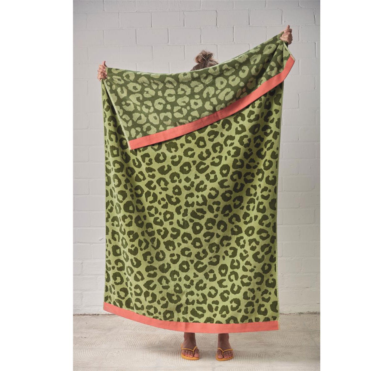 Bedding House Wildcat Green Cotton Velour Beach Towel - Outdoorium