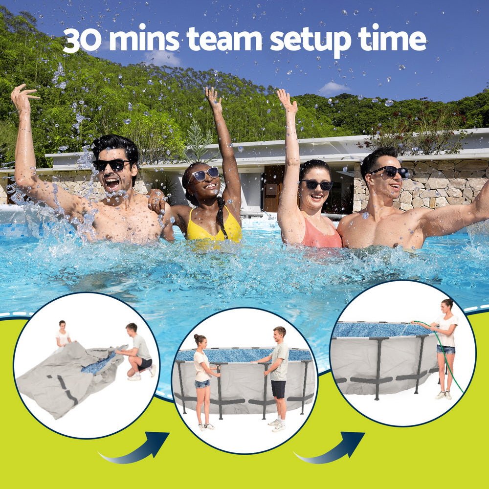 Bestway 366cm Swimming Pool Above Ground Pools Round Filter Pump Cover Ladder | Outdoorium