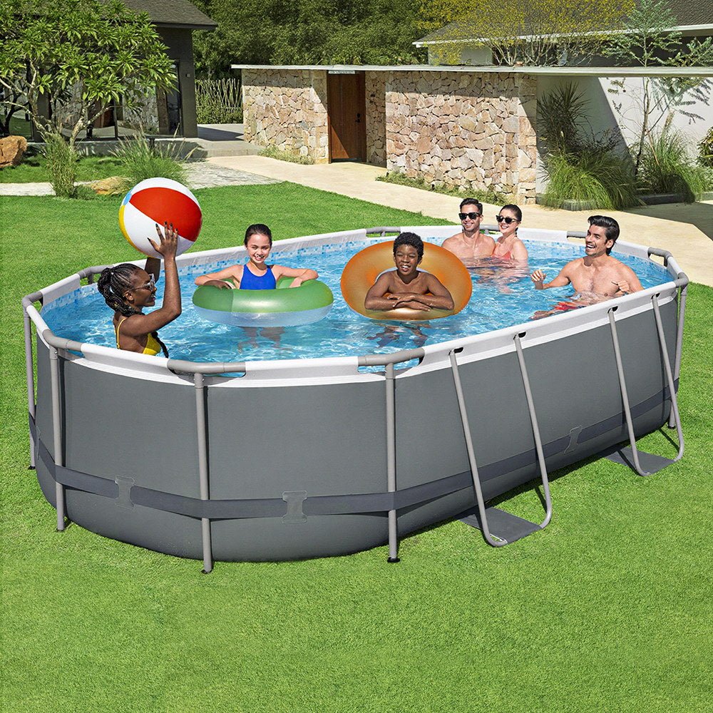 Bestway 488x305x107cm Swimming Pool Steel Frame Set w/ Pump Filter Ladder Cover | Outdoorium